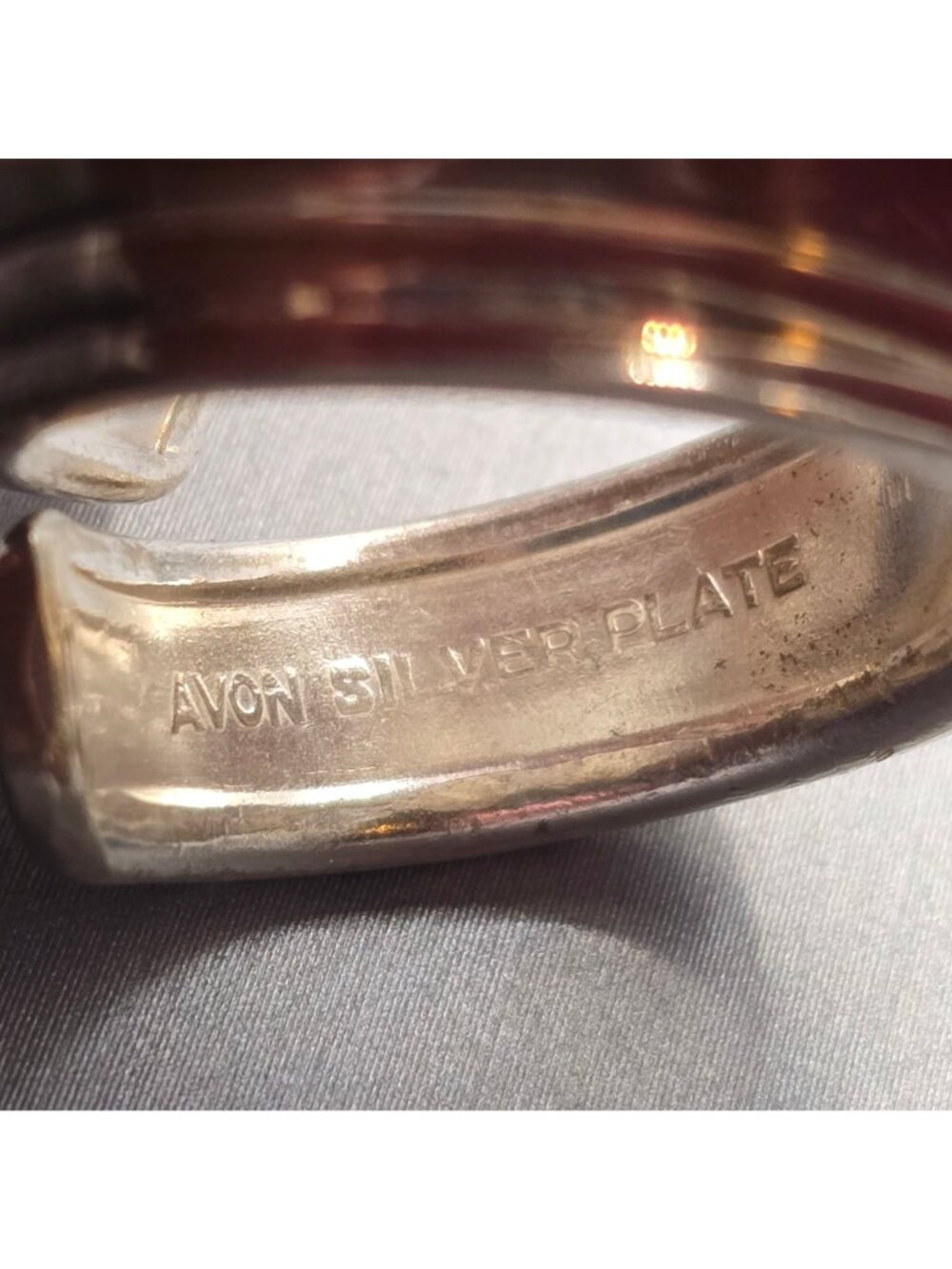 Vintage Avon Silver Plate Spoon Ring Size 8.5 Floral Heart Etched Bypass - Picture 4 of 11